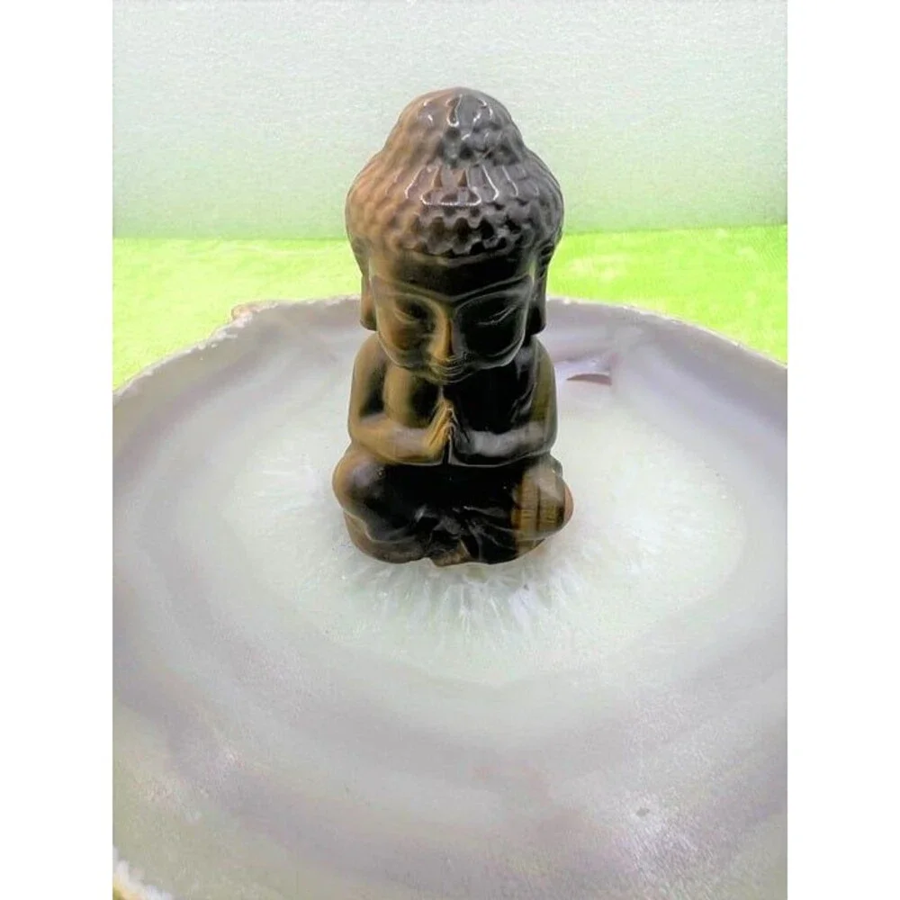 Yellow Tiger Eye Buddha Carving